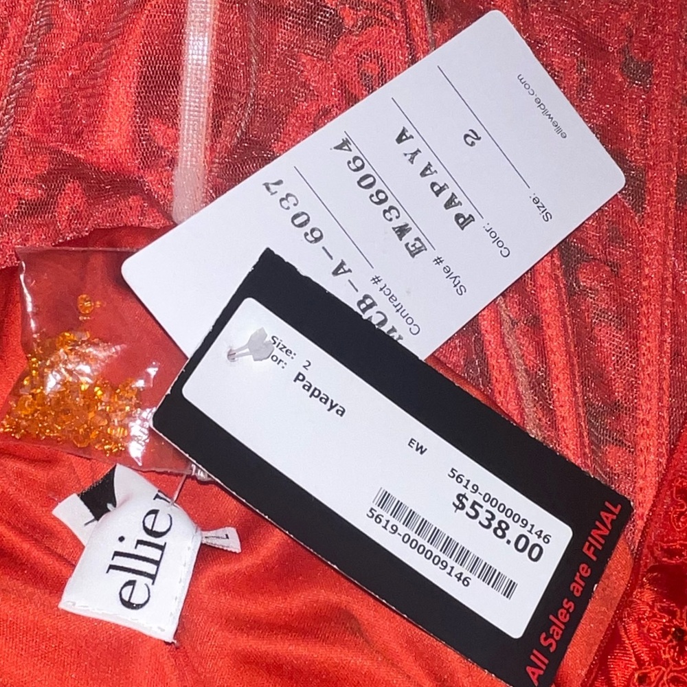 Ellie Wilde Papaya EW36064 pageant /prom dress 2 NWT - Picture 5 of 6